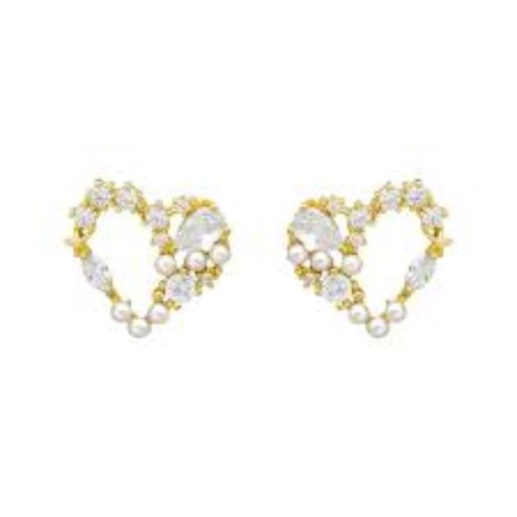 Crystal Heart Earrings - Gold /NWOT - Picture 2 of 8